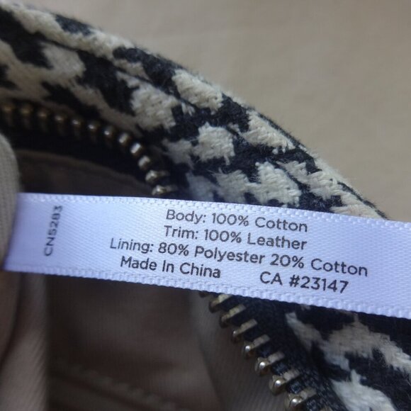 Talbots black & white Houndstooth fabric Bucket bag, Leather handles & trim, VGC - Picture 5 of 14